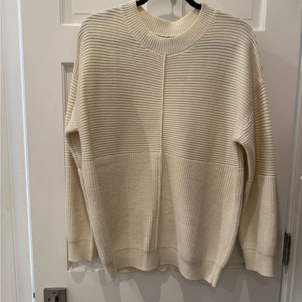 Cream Ribbed Knit Sweater